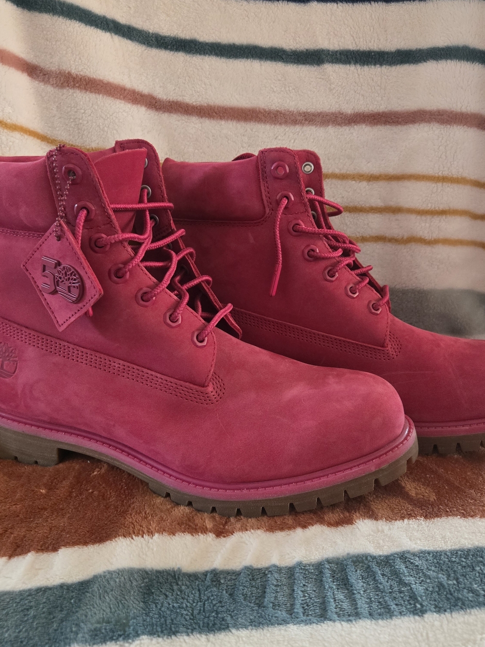 Men's 50th Anniversary Timberland 6-Inch Premium Boots in Fuchsia Pink